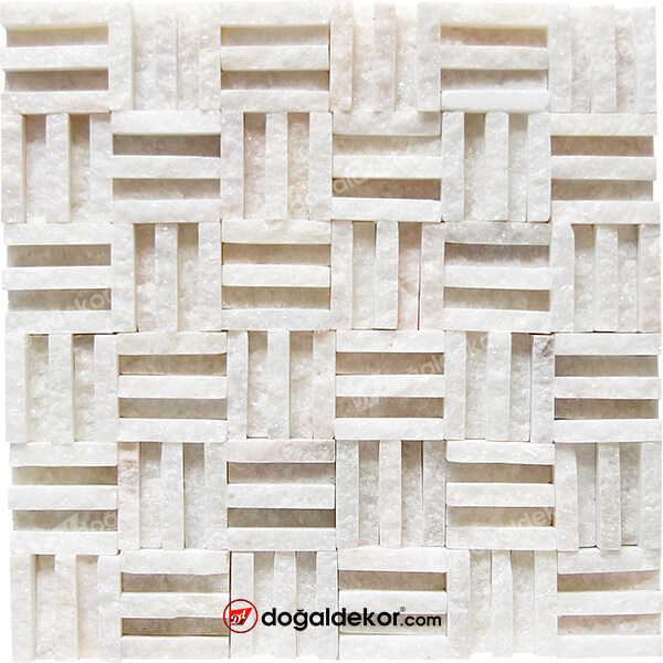 1x48cm Simli Beyaz Mermer Patlatma Doğal Taş - DT1588